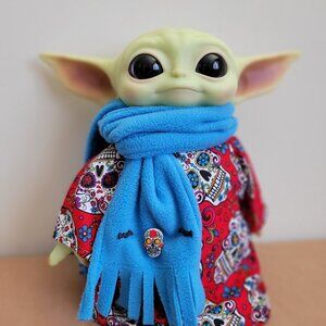 Sugar Skull Halloween 2pc Outfit scarf for 11" Mattel Child Grogu baby yoda Doll